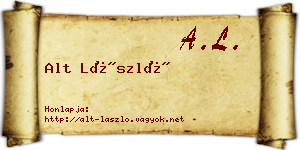 Alt László névjegykártya